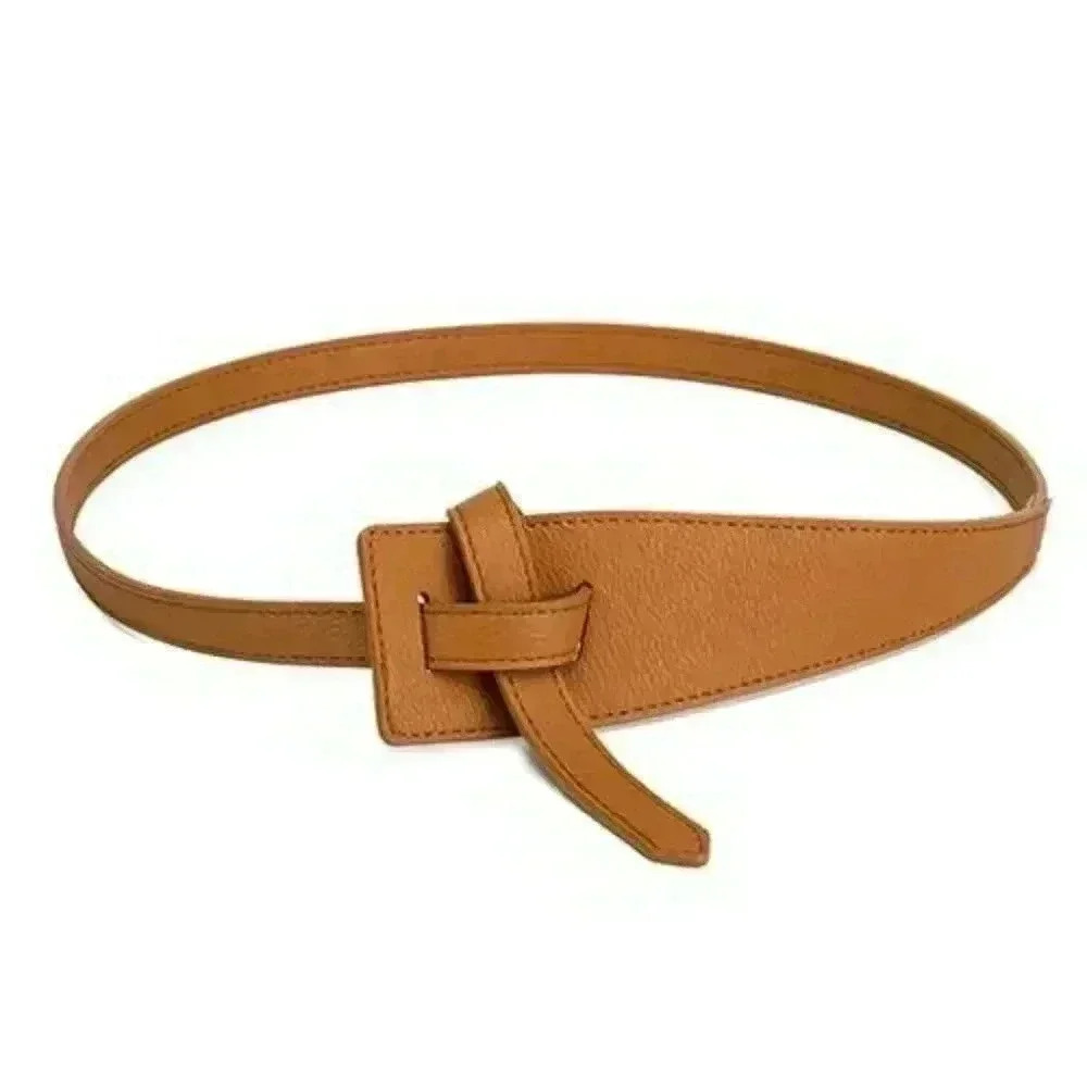 Solid Color Faux Leather Obi Belt